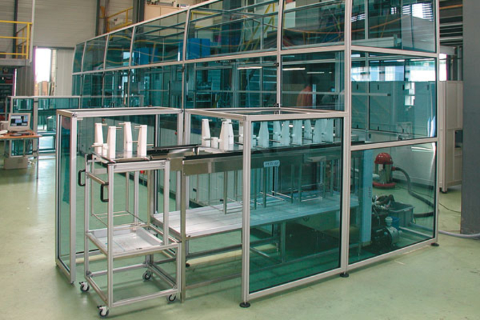 Complete protective housing for production lines according to customer specification