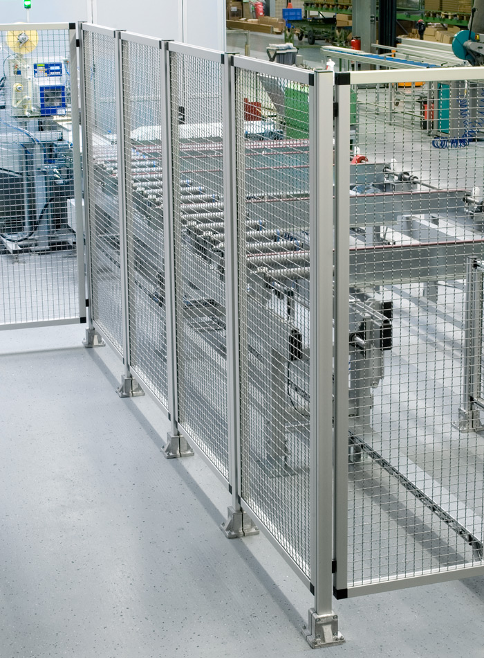 Visually attractive safety guard system made of aluminium profiles