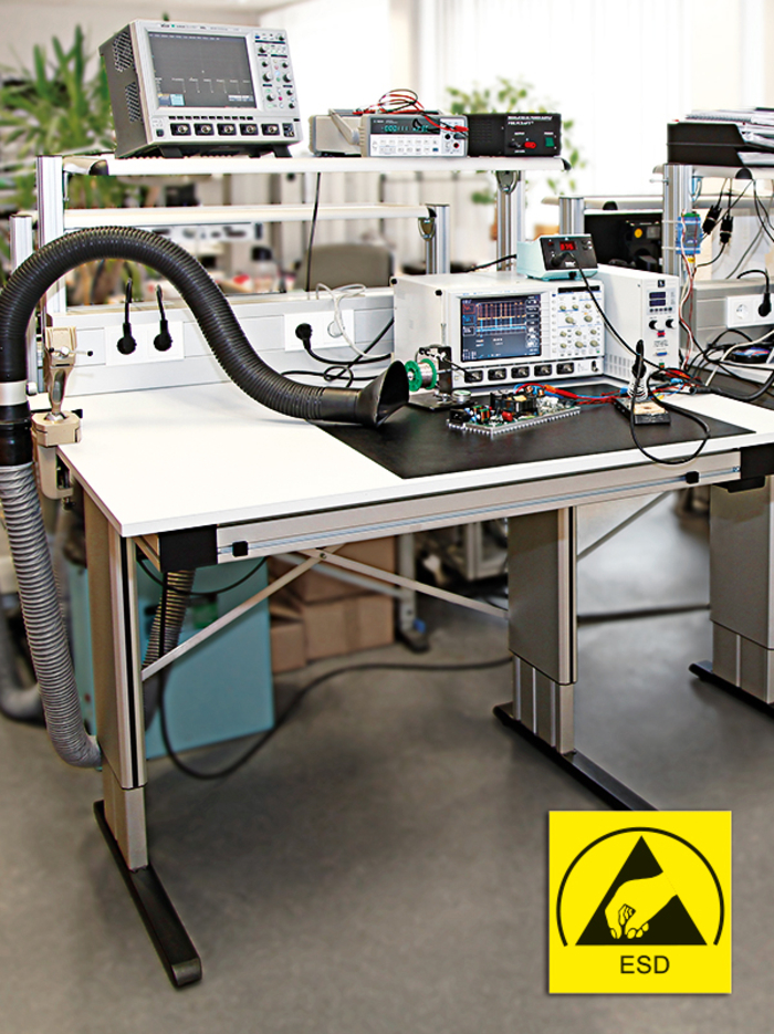 The Lifting columns Multilift II ESD for the electric height adjustment of ESD assembly workstations
